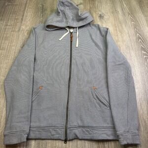 Taylor Stitch The Apres Mens Gray Striped Long Sleeve Full Zip Hoodie Size 46